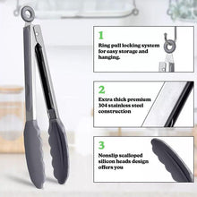 Stainless Steel Silicone Cooking Tongs 12” And 9” With Non Slip Grip For Turning Steaks And Vegetables
