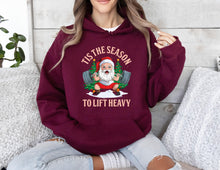 Tis the Season to Lift Heavy Hoodie Funny Christmas Gym Hoodie, Fitness Apparel, Weightlifting Christmas Gift, Gym Lover Christmas Hoodie
