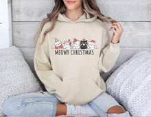 Meowy Christmas Hoodie Cute Christmas Cat Hoodie Holiday Hoodie for Cat Lovers Festive Cat Apparel for Pet Owners