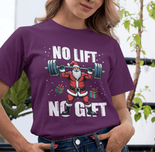 No Lift No Gift Santa Lifting Christmas T-Shirt | Fitness Christmas Gift | Funny Gym Holiday Tee for Bodybuilders
