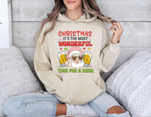 Christmas Its the Most Wonderful Time for a Beer Hoodie Funny Christmas Hoodie Festive Holiday Beer Apparel Cozy Hoodie for Beer Lovers