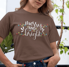 Merry and Bright Unisex Softstyle T-Shirt, Holiday Tee, Christmas Shirt, Festive Holiday Top for Christmas Cheer & Joyful Celebrations