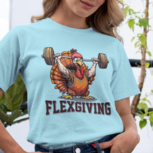 Flexgiving Turkey Gym T-Shirt, Funny Thanksgiving Workout Shirt, Turkey Fitness Tee, Holiday Gym Humor Gift