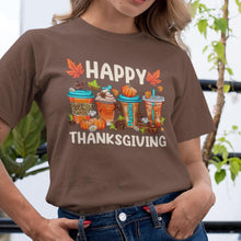 Happy Thanksgiving, Happy Thanksgiving Coffee Lover T-Shirt - Fall Holiday Tee Gift for Coffee Drinkers - Thanksgiving Graphic Tee