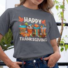 Happy Thanksgiving, Happy Thanksgiving Coffee Lover T-Shirt - Fall Holiday Tee Gift for Coffee Drinkers - Thanksgiving Graphic Tee