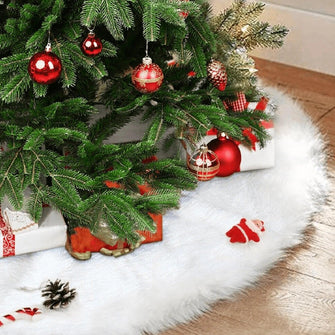 Christmas White Skirts Plush Luxury Tree Faux Fur XmasTree Skirt for Christmas Decoration and New Year Party Holiday Decorations