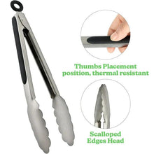 2 Set Stainless Steel Built With Non Slip Grip Kitchen Tongs For Cooking Steaks