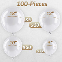 100 Piece Latex Balloon Garland Kits With Arch Column And Ribbon 18", 12", 10", 5" For Parties Decoration