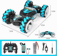 Boxgear 1:12 Gesture Sensing RC Stunt Car Off-Road, Four-Wheel Drive, Sports Mode, 40 Min Standby Suitable for Any Terrain, 2.4G Gesture Controlled Double-Sided Remote-Control Car Toy for Kids, Blue