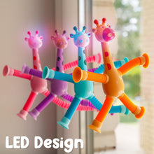 4 Pieces LED Telescopic Suction Cup Shape Changing Fidget Giraffe Pop Tubes Sensory Toys Girls and Boys