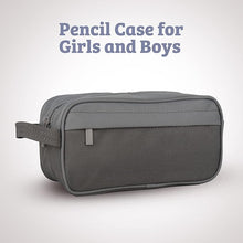 MESA Gray Pencil Case for Boys, Pen Holder with Zipper & Pocket for Kids, Teens Portable Desk Organizer Pencil Pouch for School & Stationery Supplies