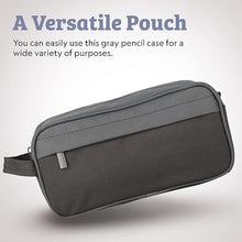 MESA Gray Pencil Case for Boys, Pen Holder with Zipper & Pocket for Kids, Teens Portable Desk Organizer Pencil Pouch for School & Stationery Supplies