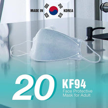 Boxgear KF94 White Adult Mask | MADE IN KOREA | Disposable KF94 Mask Adults 4-Ply Face Masks for Men and Women Adults Mask, 20-Pack