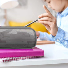 MESA Grid Mesh Pencil Case for Girls and Boys, Pen Holder with Zipper for Kids, Teens Portable Desk Organizer Pencil Pouch for School & Stationery Supplies (Green)