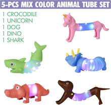 Boxgear 5-Pack LED Pop Tubes Mixed Animal Fidget Toys – Sensory Tubes for Toddlers – Cute Animal Sensory Fidget Toys for Girls and Boys – Stress-Relief Pop Sound Spring Toddler Sensory Toys