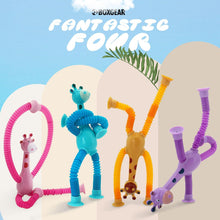 4 Pieces LED Telescopic Suction Cup Shape Changing Fidget Giraffe Pop Tubes Sensory Toys Girls and Boys