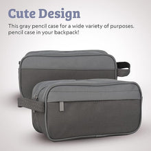 MESA Gray Pencil Case for Boys, Pen Holder with Zipper & Pocket for Kids, Teens Portable Desk Organizer Pencil Pouch for School & Stationery Supplies