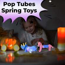 Boxgear 10 Pack Cute LED Light Animal Sensory Fidget Toys Pop Tubes For Toddlers, Girls and Boys – Stress-Relief Pop Sound Spring Sensory Toys