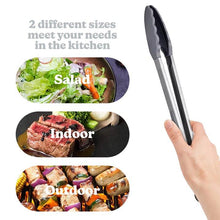 Stainless Steel Silicone Cooking Tongs 12” And 9” With Non Slip Grip For Turning Steaks And Vegetables