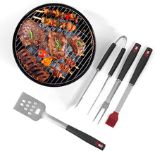 Barbecue Grill Tool Set – BBQ Spatula – Basting Brush, Fork, and Tongs