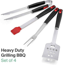 Barbecue Grill Tool Set – BBQ Spatula – Basting Brush, Fork, and Tongs