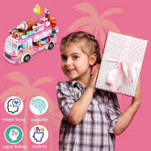 Boxgear Building Blocks Set for Girls – Pink Ice Cream Truck, 553 Pieces, 25 Ways to Play – STEM Bricks Playset for Fun