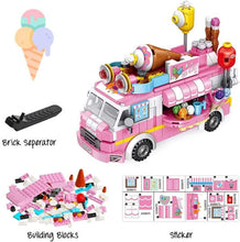 Boxgear Building Blocks Set for Girls – Pink Ice Cream Truck, 553 Pieces, 25 Ways to Play – STEM Bricks Playset for Fun