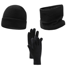 3 Piece Winter Fingertips Support Unisex Beanie Head Hat Neck Scarf and Touchscreen Gloves