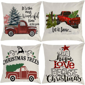 Christmas Throw Pillow Covers (Set of 4) 17×17 Farmhouse Decor – Decorative Pillows