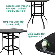 Pyramid Home Decor Outdoor Bistro Table – High Top Tempered Glass Surface, Rustic Black Metal Frame