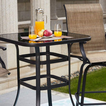 Pyramid Home Decor Outdoor Bistro Table – High Top Tempered Glass Surface, Rustic Black Metal Frame