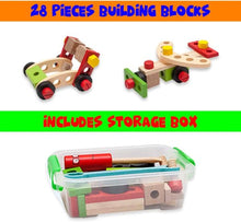 Wooden Nuts and Bolts Toy for Toddlers – 28 Pcs Wooden Building Blocks