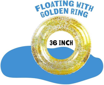 Yellow Glitter Swim Ring for Pool, Beach, Lake – Inflatable Swim Tube