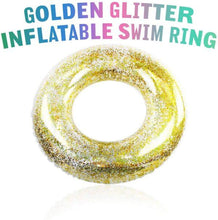 Yellow Glitter Swim Ring for Pool, Beach, Lake – Inflatable Swim Tube