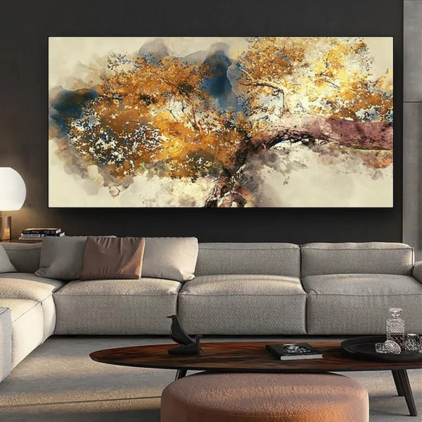 Modern Abstract Golden Money Tree Canvas