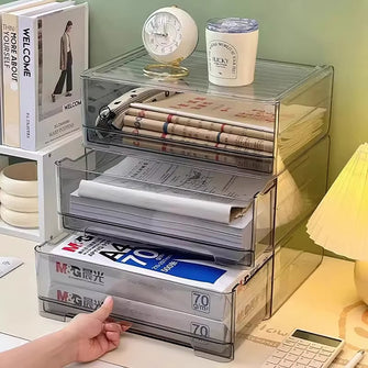 Transparent A4 Acrylic & Aluminum Desktop File Drawer